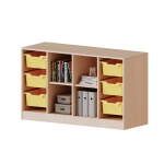 ErgoTray Regal, 4reihig, rechts+links je 3 hohe Boxen, mittig, 4 offene Fächer, B/H/T 138,7x82x50cm 